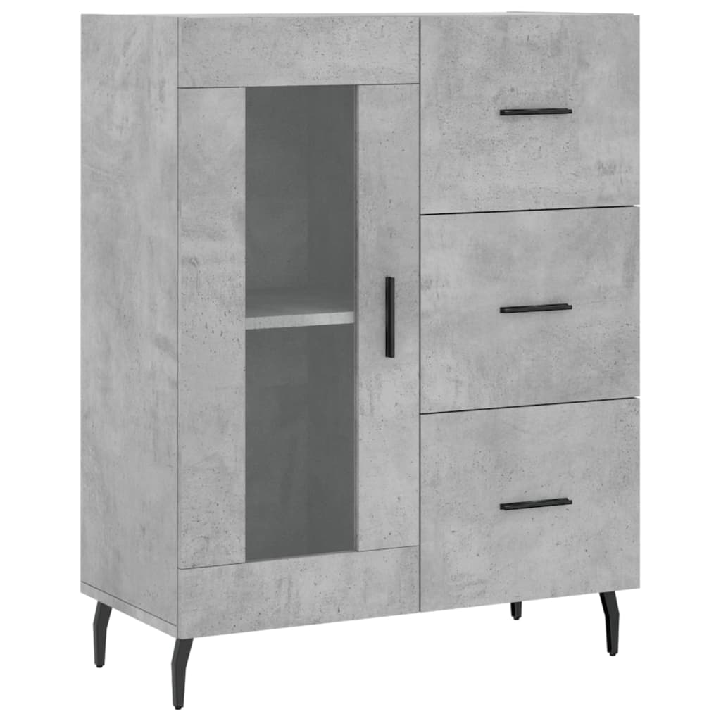 Credenza Grigio Cemento 69,5x34x180 cm in Legno Multistrato