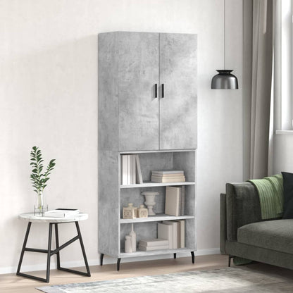 Credenza Grigio Cemento 69,5x34x180 cm in Legno Multistrato