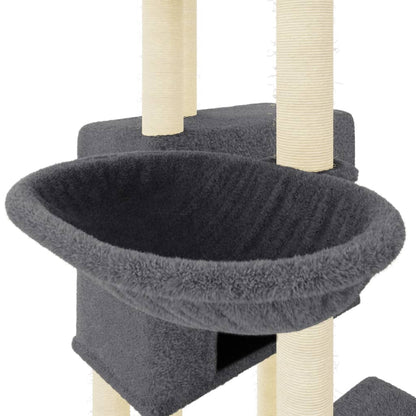 Albero per Gatti con Tiragraffi in Sisal Grigio Scuro 122 cm - homemem39