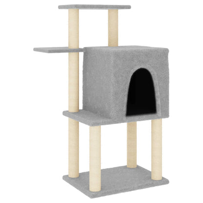 Albero per Gatti con Tiragraffi in Sisal Grigio Chiaro 97 cm - homemem39