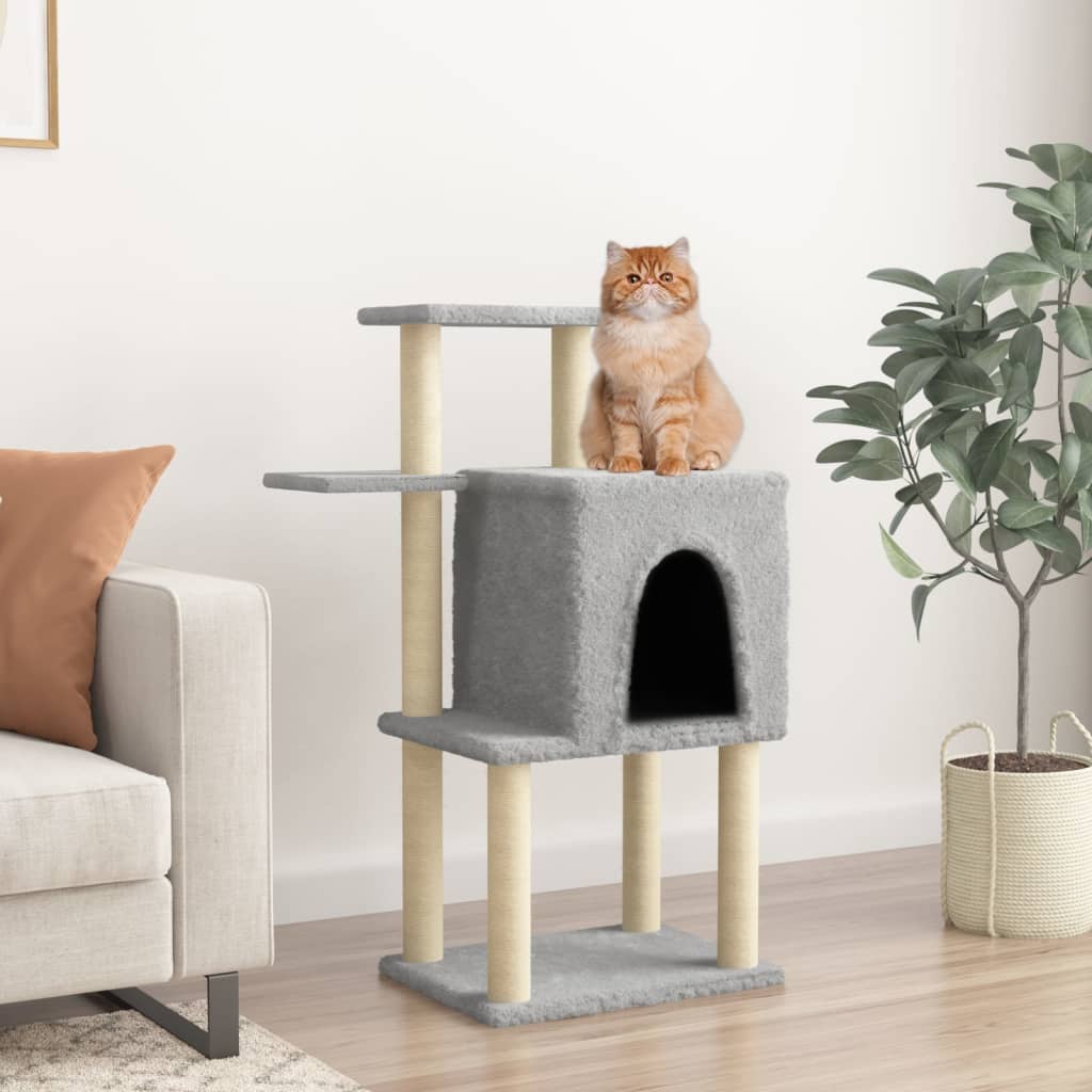 Albero per Gatti con Tiragraffi in Sisal Grigio Chiaro 97 cm - homemem39