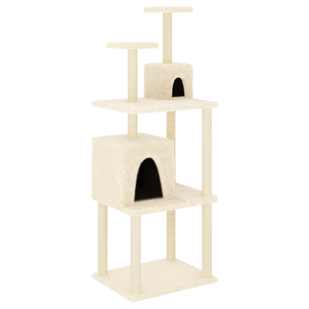 Albero per Gatti con Tiragraffi in Sisal Crema 167 cm