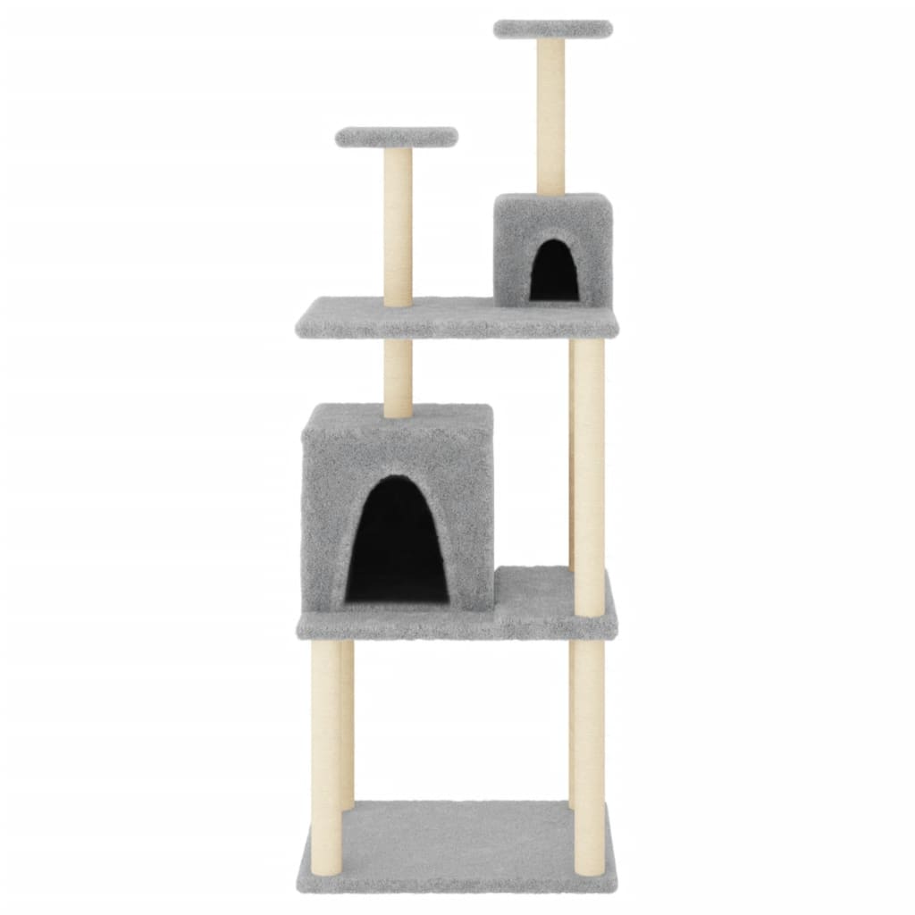 Albero per Gatti con Tiragraffi in Sisal Grigio Chiaro 167 cm - homemem39