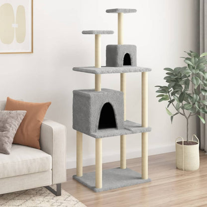 Albero per Gatti con Tiragraffi in Sisal Grigio Chiaro 167 cm - homemem39