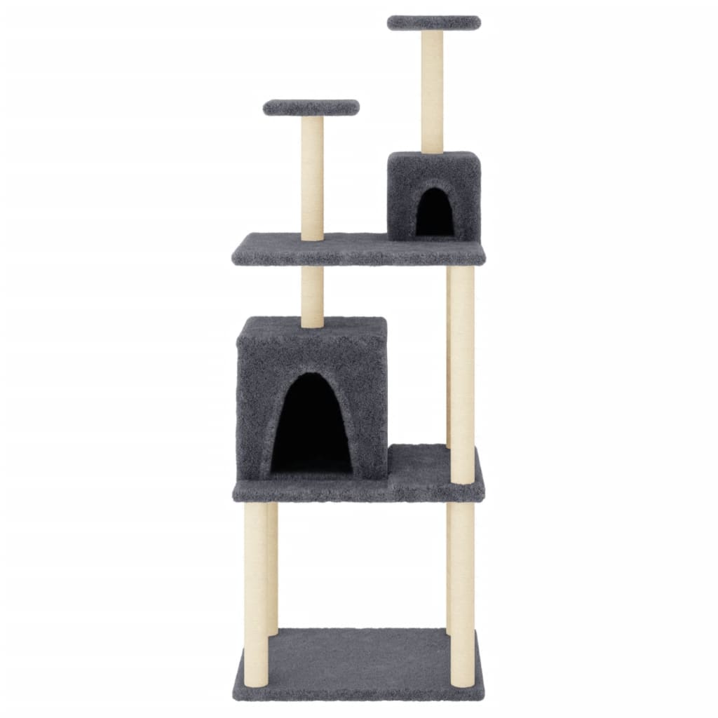 Albero per Gatti con Tiragraffi in Sisal Grigio Scuro 167 cm - homemem39