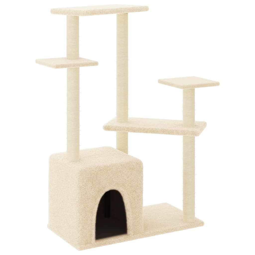 Albero per Gatti con Tiragraffi in Sisal Crema 107,5 cm - homemem39