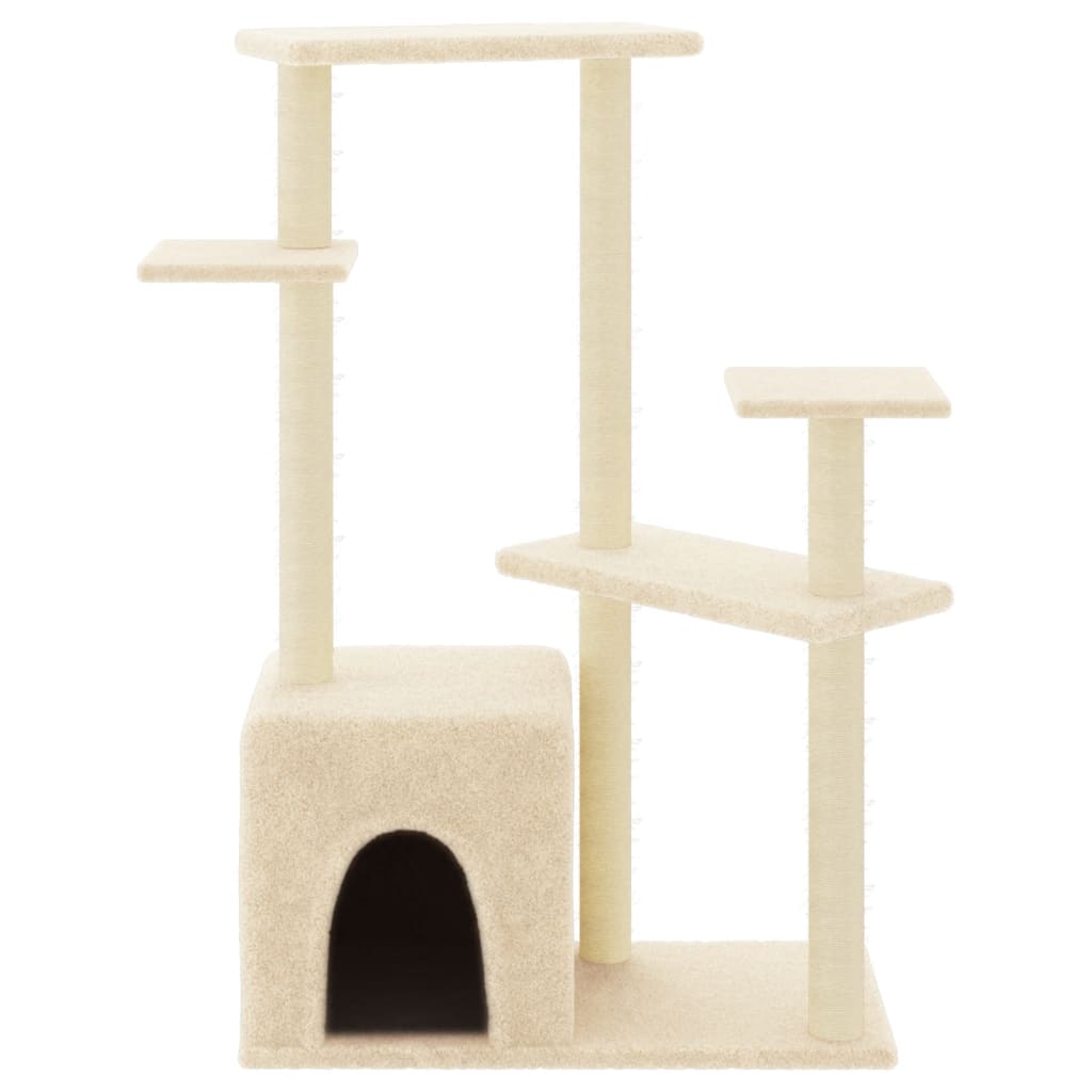 Albero per Gatti con Tiragraffi in Sisal Crema 107,5 cm - homemem39