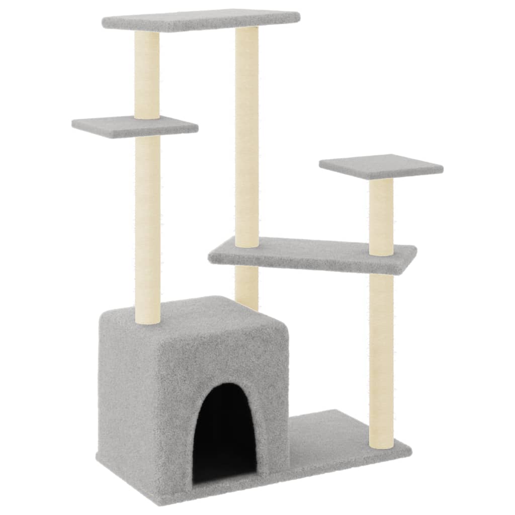 Albero per Gatti con Tiragraffi in Sisal Grigio Chiaro 107,5 cm - homemem39