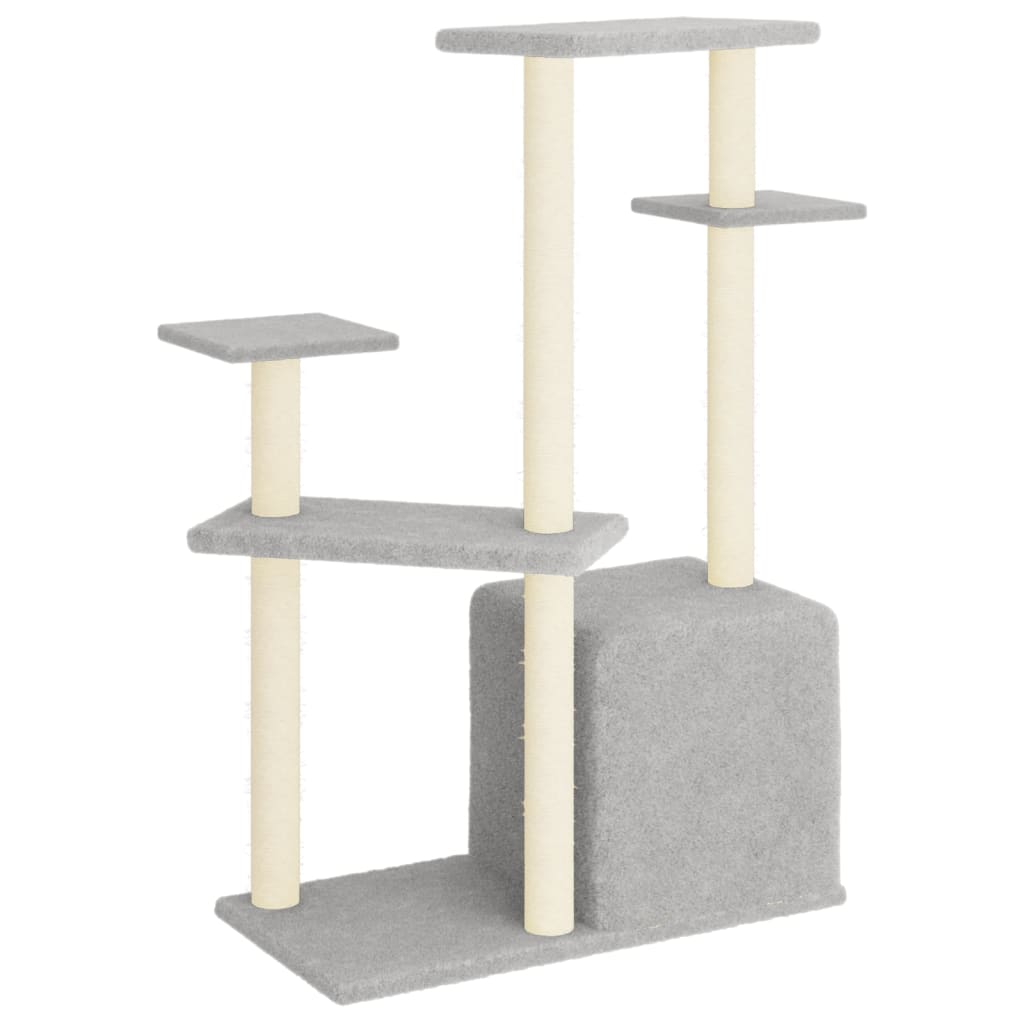 Albero per Gatti con Tiragraffi in Sisal Grigio Chiaro 107,5 cm - homemem39
