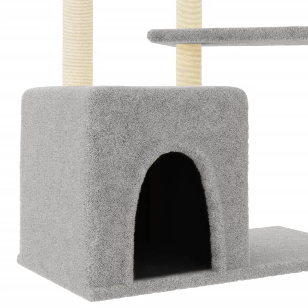 Albero per Gatti con Tiragraffi in Sisal Grigio Chiaro 107,5 cm - homemem39