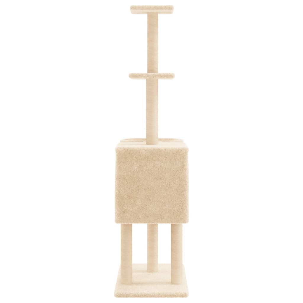 Albero per Gatti con Tiragraffi in Sisal Crema 145 cm - homemem39