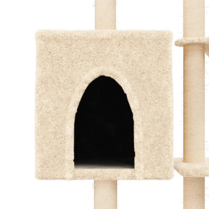 Albero per Gatti con Tiragraffi in Sisal Crema 145 cm - homemem39