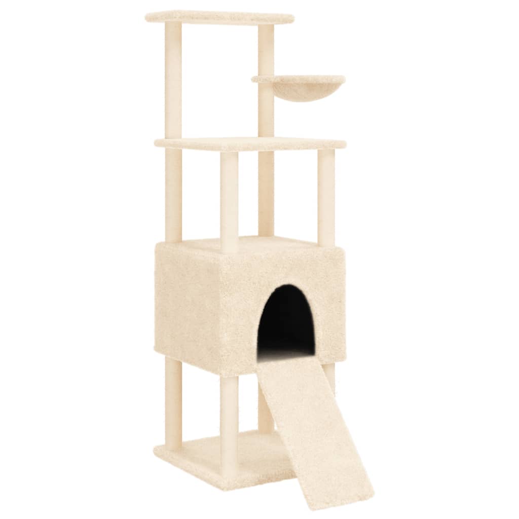 Albero per Gatti con Tiragraffi in Sisal Crema 153 cm - homemem39