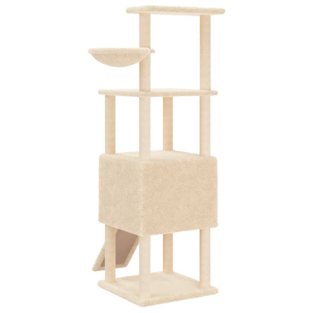 Albero per Gatti con Tiragraffi in Sisal Crema 153 cm - homemem39