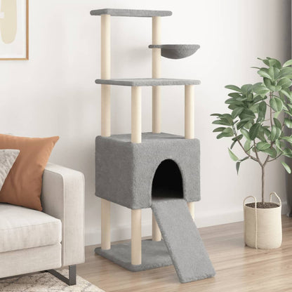 Albero per Gatti con Tiragraffi in Sisal Grigio Chiaro 153 cm - homemem39