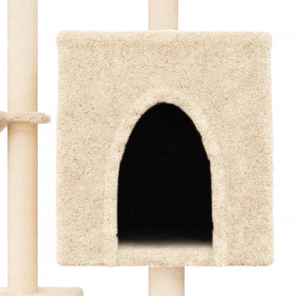 Albero per Gatti con Tiragraffi in Sisal Crema 117 cm - homemem39