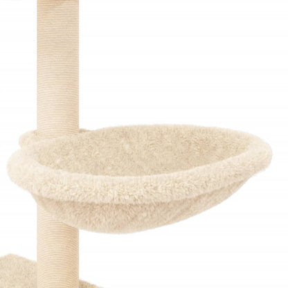 Albero per Gatti con Tiragraffi in Sisal Crema 117 cm - homemem39