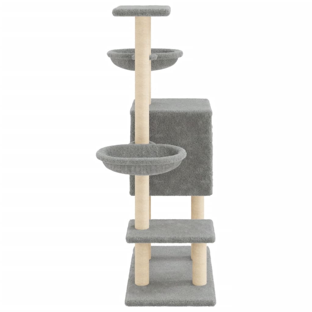 Albero per Gatti con Tiragraffi in Sisal Grigio Chiaro 117 cm - homemem39