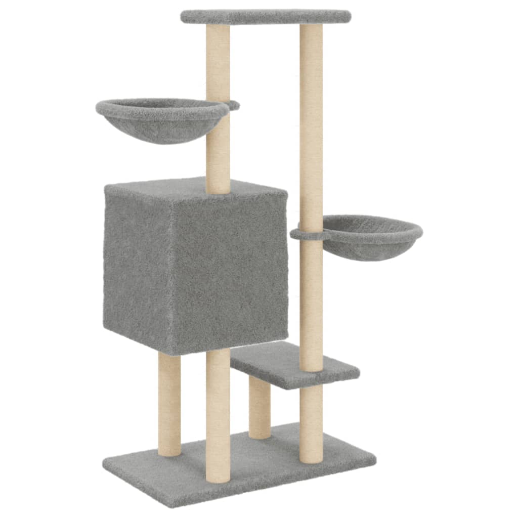 Albero per Gatti con Tiragraffi in Sisal Grigio Chiaro 117 cm - homemem39