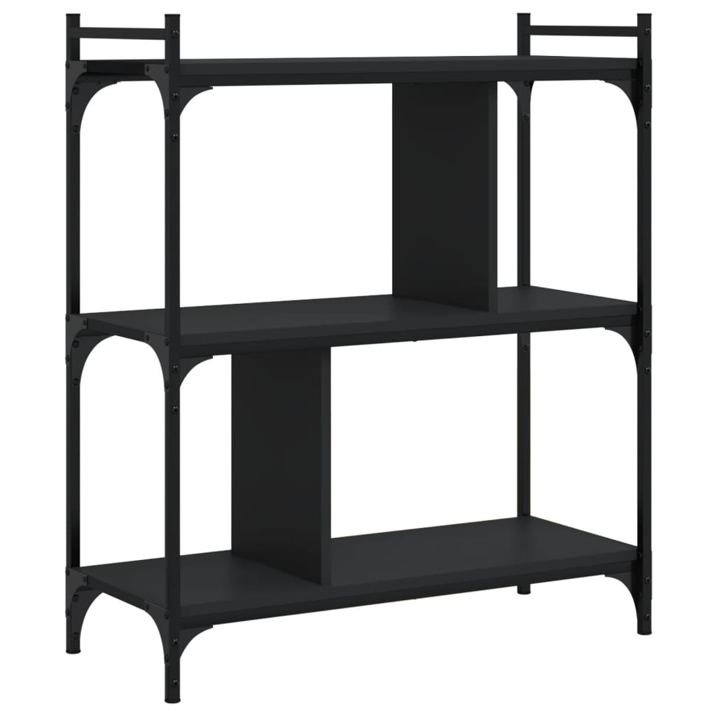 Libreria Nera 3 Ripiani 76x32x88 cm Legno Multistrato | homemem39