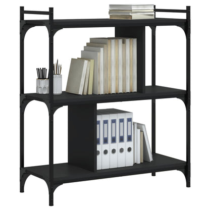 Libreria Nera 3 Ripiani 76x32x88 cm Legno Multistrato | homemem39