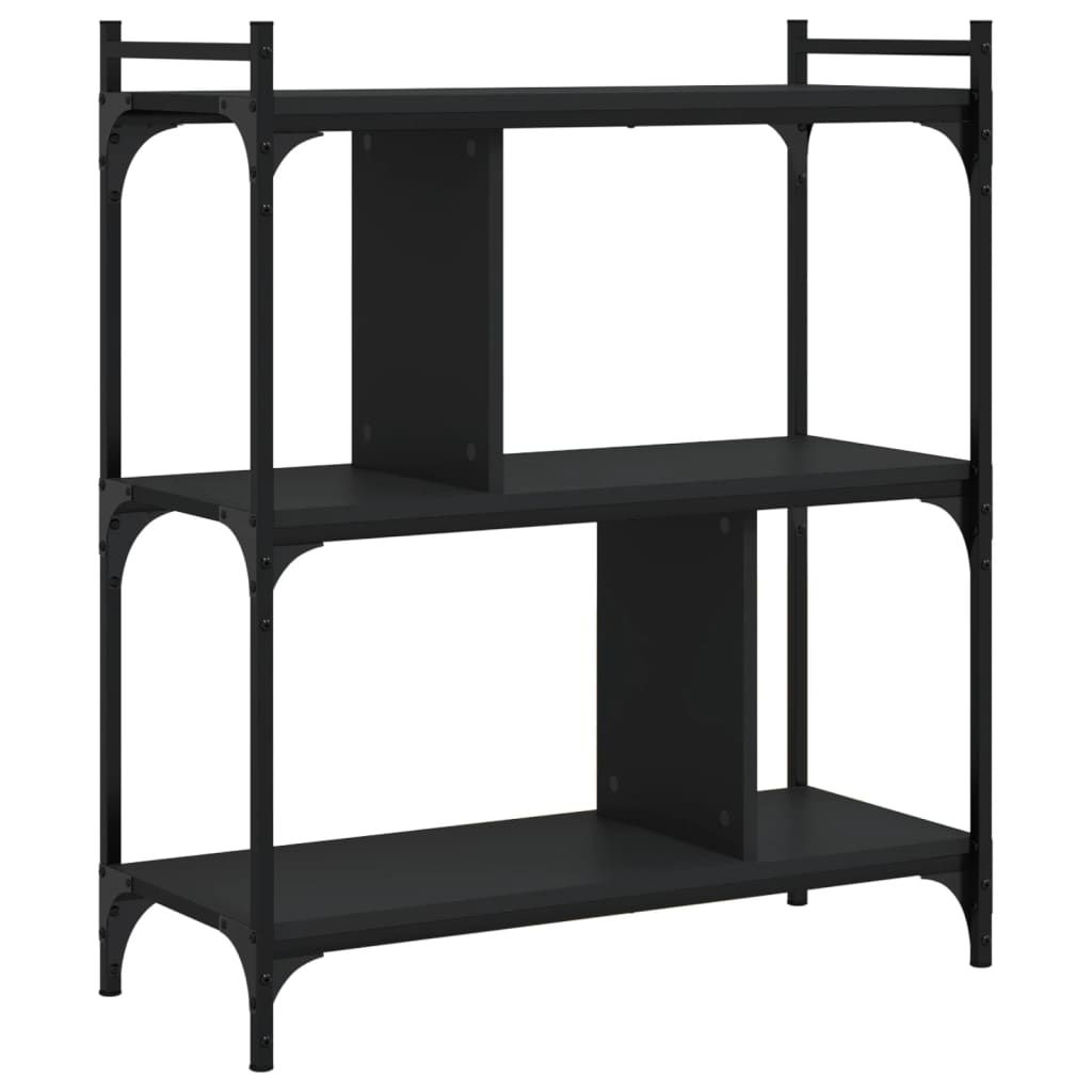 Libreria Nera 3 Ripiani 76x32x88 cm Legno Multistrato | homemem39