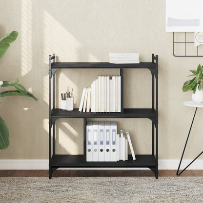 Libreria Nera 3 Ripiani 76x32x88 cm Legno Multistrato | homemem39