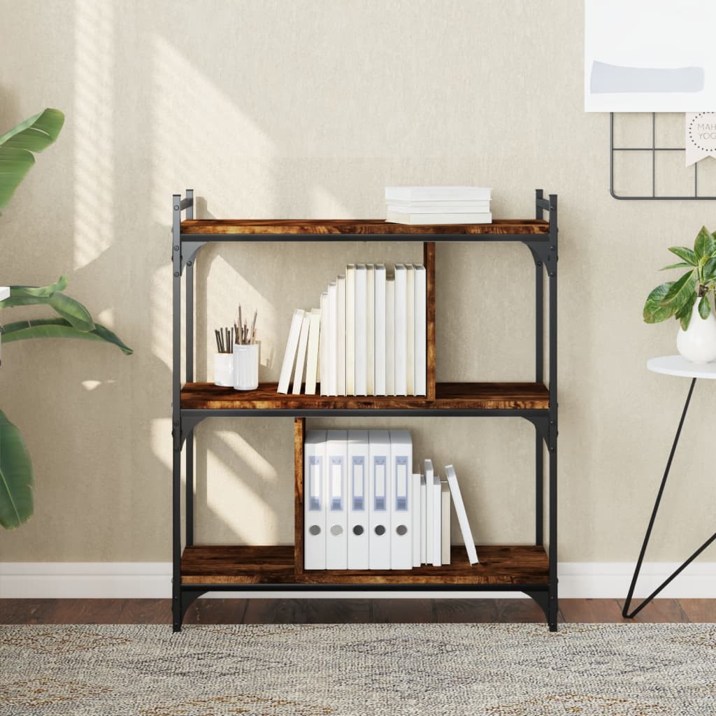 Libreria Rovere Fumo 3 Ripiani 76x32x88 cm Legno Multistrato | homemem39