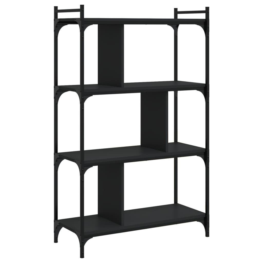 Libreria Nera 4 Ripiani 76x32x123 cm Legno Multistrato | homemem39