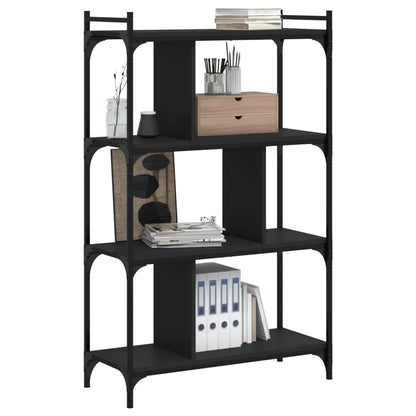 Libreria Nera 4 Ripiani 76x32x123 cm Legno Multistrato | homemem39
