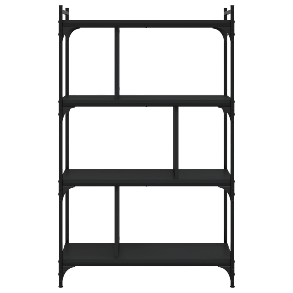 Libreria Nera 4 Ripiani 76x32x123 cm Legno Multistrato | homemem39