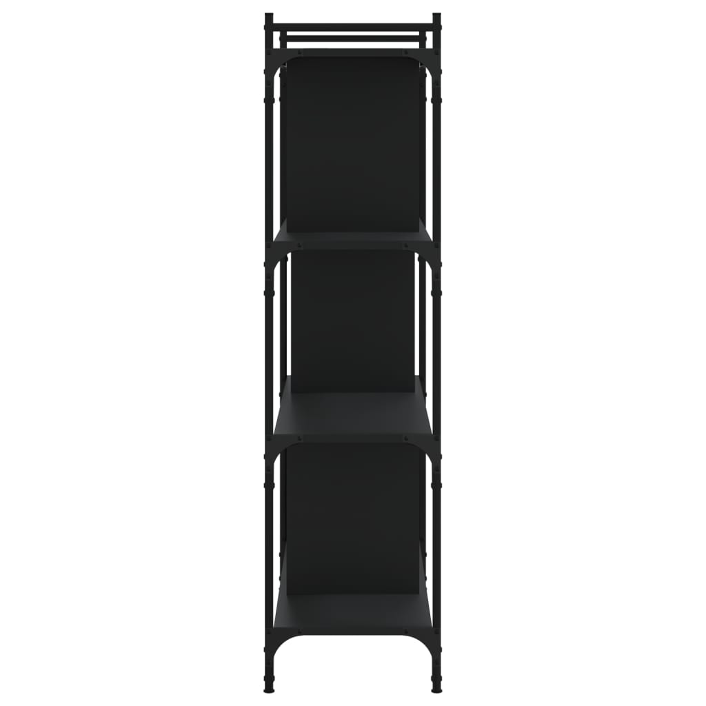 Libreria Nera 4 Ripiani 76x32x123 cm Legno Multistrato | homemem39