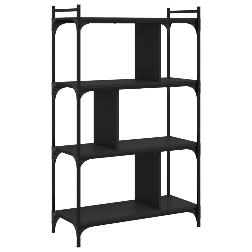 Libreria Nera 4 Ripiani 76x32x123 cm Legno Multistrato | homemem39