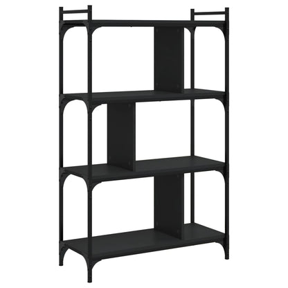 Libreria Nera 4 Ripiani 76x32x123 cm Legno Multistrato | homemem39