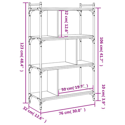Libreria Rovere Fumo 4 Ripiani 76x32x123 cm Legno Multistrato | homemem39