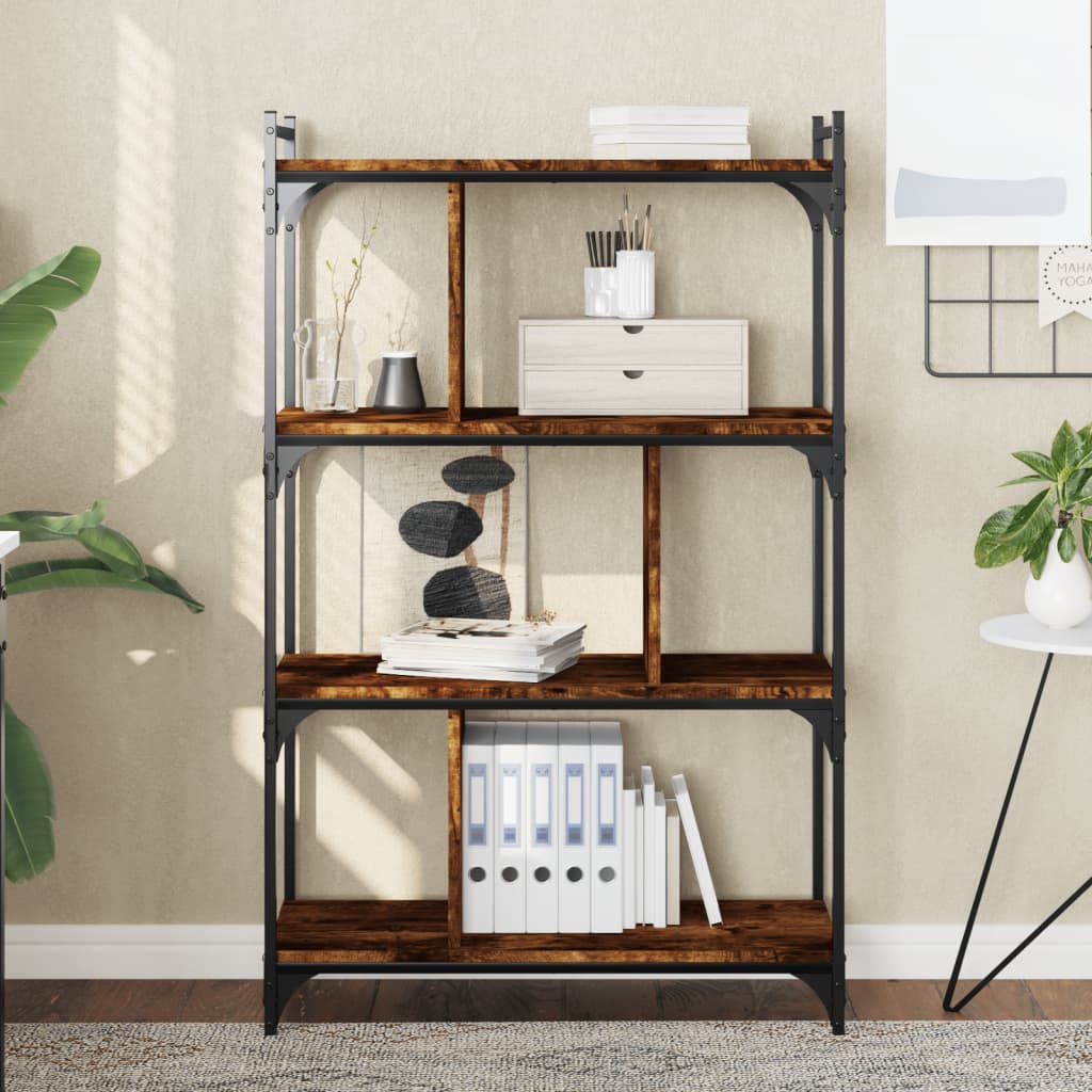 Libreria Rovere Fumo 4 Ripiani 76x32x123 cm Legno Multistrato | homemem39