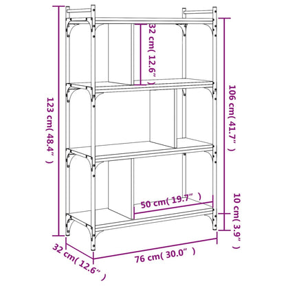 Libreria Grigio Sonoma 4 Ripiani 76x32x123 cm Legno Multistrato | homemem39
