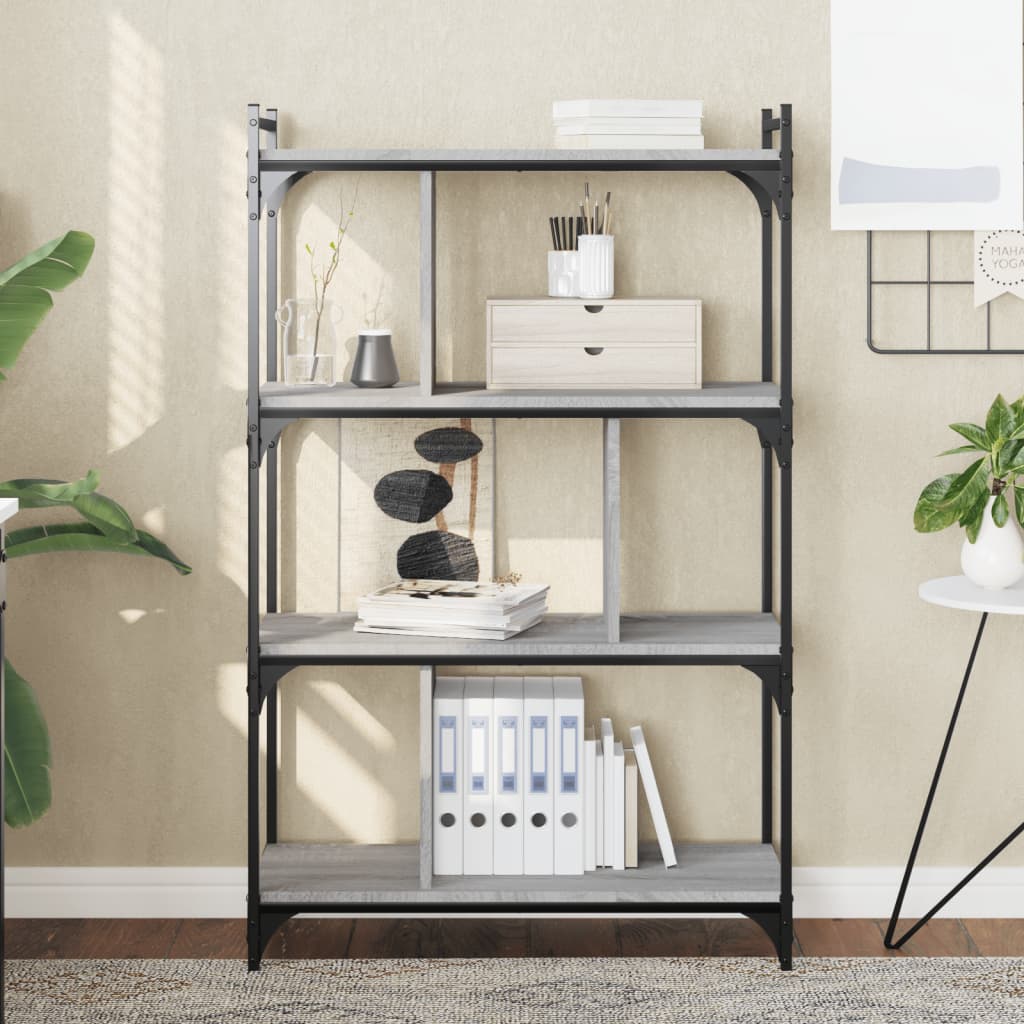 Libreria Grigio Sonoma 4 Ripiani 76x32x123 cm Legno Multistrato | homemem39