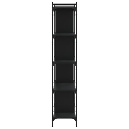 Libreria Nera 5 Ripiani 76x32x158 cm Legno Multistrato