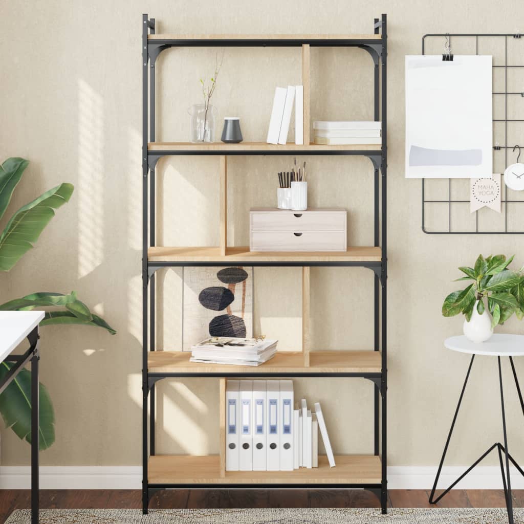 Libreria Rovere Sonoma 5 Ripiani 76x32x158 cm Legno Multistrato | homemem39