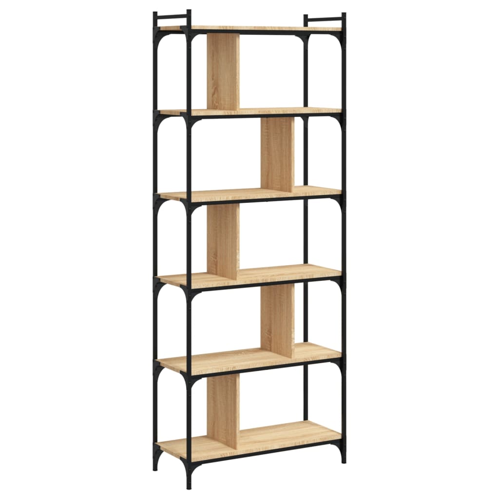 Libreria Rovere Sonoma 6 Ripiani 76x32x192 cm Legno Multistrato | homemem39