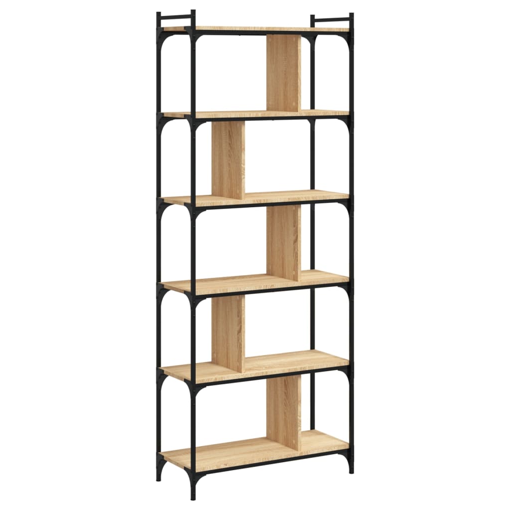 Libreria Rovere Sonoma 6 Ripiani 76x32x192 cm Legno Multistrato | homemem39