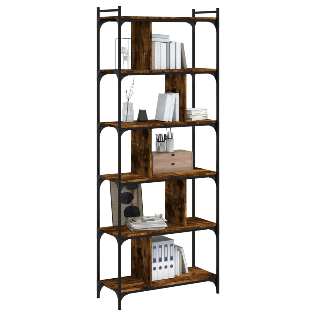 Libreria Rovere Fumo 6 Ripiani 76x32x192 cm Legno Multistrato | homemem39