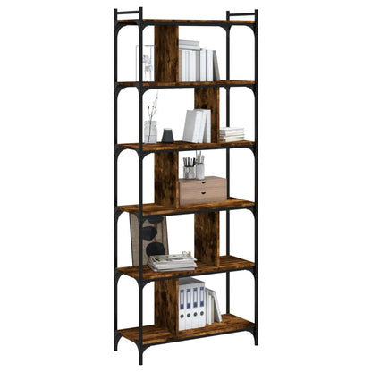 Libreria Rovere Fumo 6 Ripiani 76x32x192 cm Legno Multistrato | homemem39