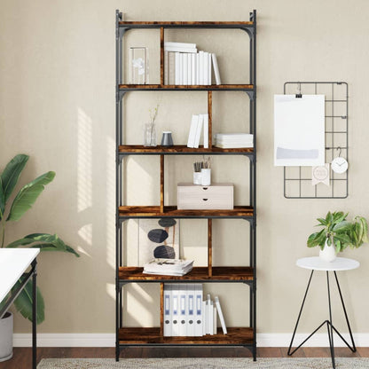 Libreria Rovere Fumo 6 Ripiani 76x32x192 cm Legno Multistrato | homemem39