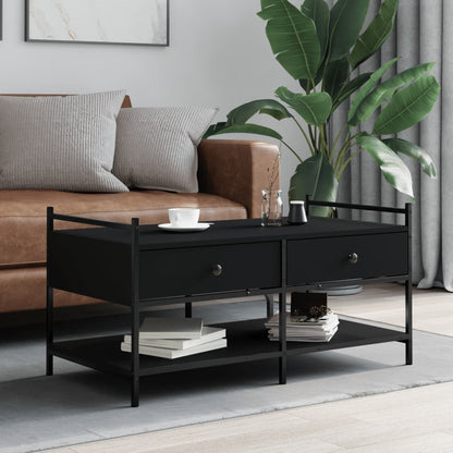 Tavolino da Salotto Nero 99x50x50 cm in Legno Multistrato | homemem39