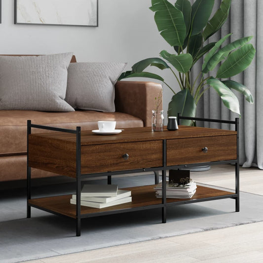 Tavolino da Salotto Rovere Marrone 99x50x50cm Legno Multistrato | homemem39