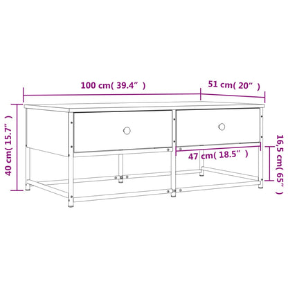 Tavolino Salotto Rovere Marrone 100x51x40 cm Legno Multistrato | homemem39