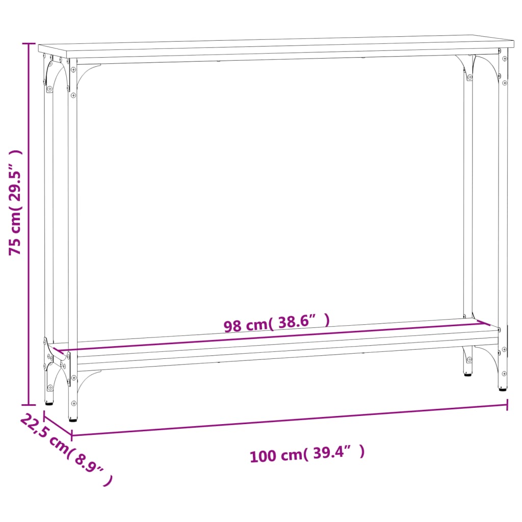 Tavolino Consolle Grigio Sonoma 100x22,5x75cm Legno Multistrato | homemem39