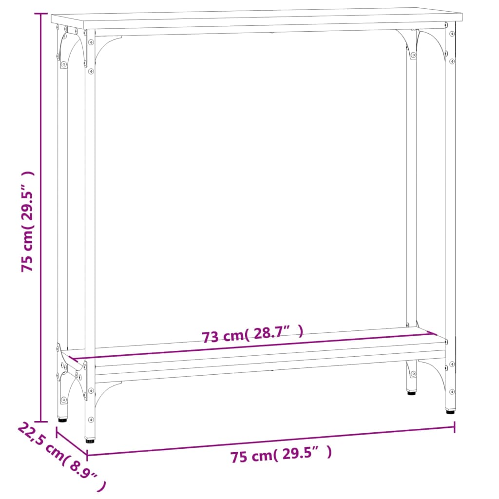Tavolino Consolle Rovere Fumo 75x22,5x75 cm Legno Multistrato | homemem39